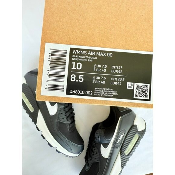 * SIZE 8.5 MEN'S NIKE AIR MAX 90 BLACK / WHITE DH8010-002 RUNNING SNEAKERS - Picture 8 of 8